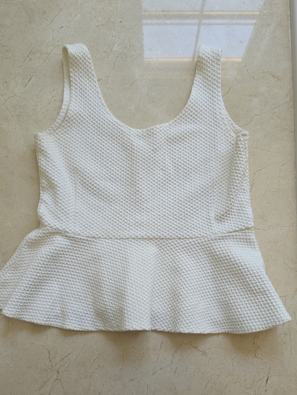 Classic Creamy White Peplum Tank Top